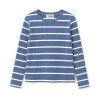 Langærmet ribbluse med striber – Dark Jeans/ecru