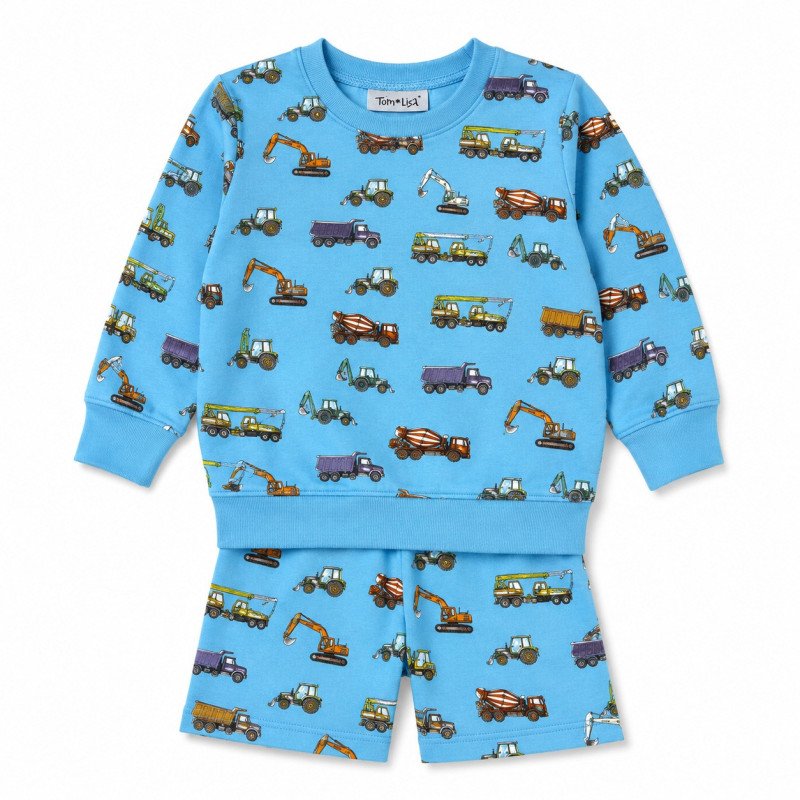Sæt med sweatshirt og shorts, blå | Arbejdsmaskiner
