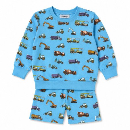 Sæt med sweatshirt og shorts, blå | Arbejdsmaskiner