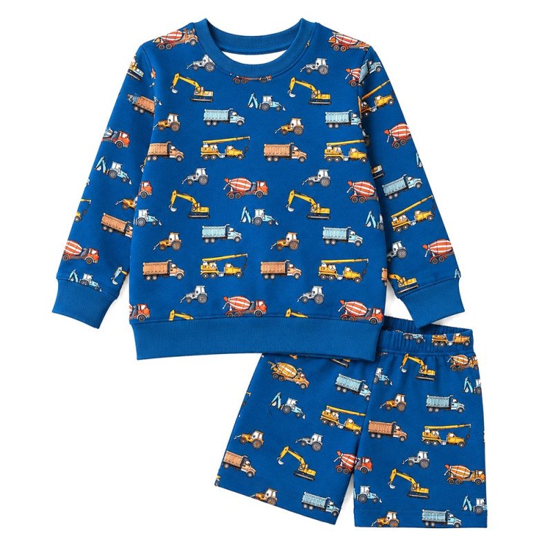 Sæt med sweatshirt og shorts, blå | Arbejdsmaskiner