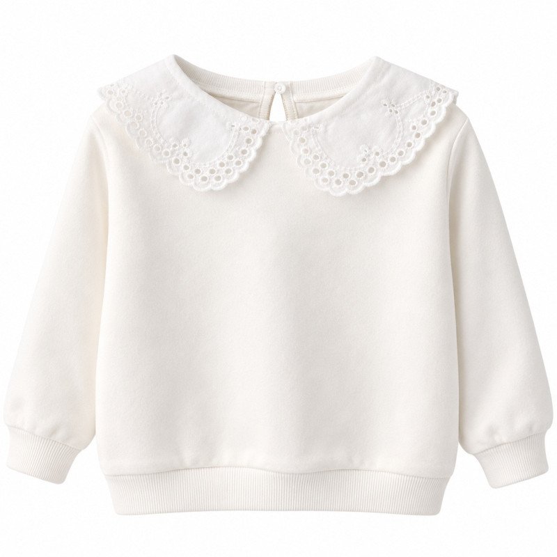 Sweatshirt med blondekrave, Blød elegance til børn