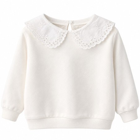 Sweatshirt med blondekrave, Blød elegance til børn