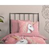 Sengetøj Mandy pink med enhjørning i 100% microfiber