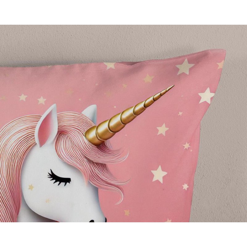 Sengetøj Mandy pink med enhjørning i 100% microfiber