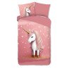 Sengetøj pink i microfiber med enhjørninger