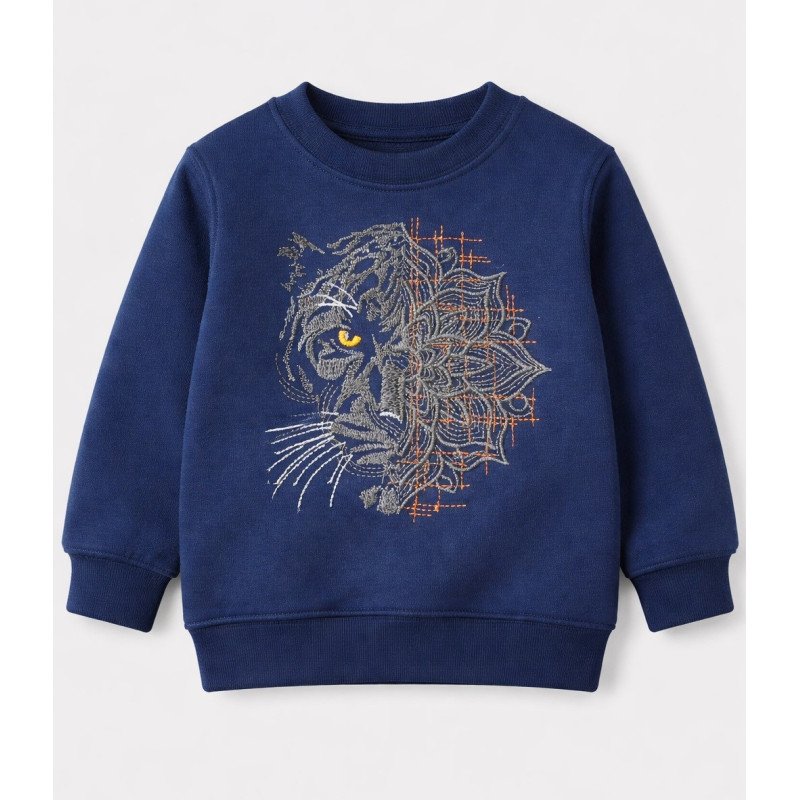 Sweatshirt med broderet tiger til børn | French Terry | Tom & Lisa