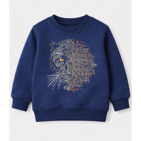 Sweatshirt med broderet tiger til børn | French Terry | Tom & Lisa