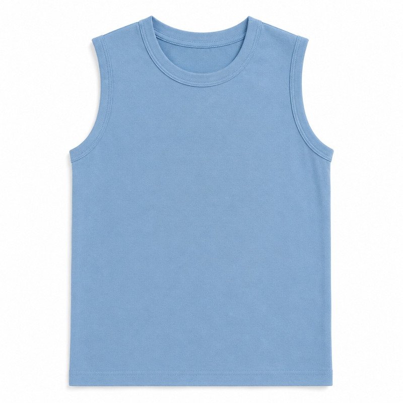 Ærmeløs T-shirt i 100% bomuld blå, Lyseblå fra Tom & Lisa