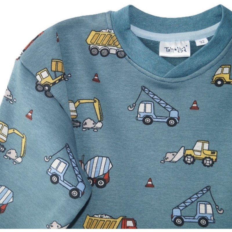 Sweatshirt med maskiner, blå