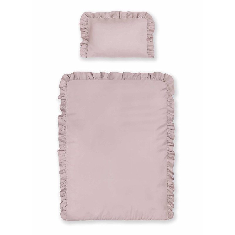 Junior sengetøj med flæser, rosa