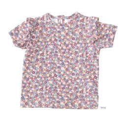 Blomstret T-shirt i 100% bomuld med vinger på skuldrene, fra Tom&Lisa
