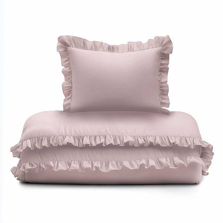 Junior sengetøj med flæser, rosa