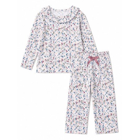 Pyjamasæt, hvid med blomsterprint