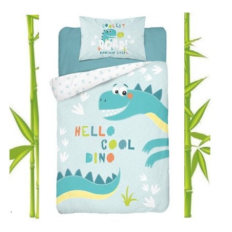 Hudvenligt Bambus sengetøj Dino Mint fra MyTrendyKid.dk