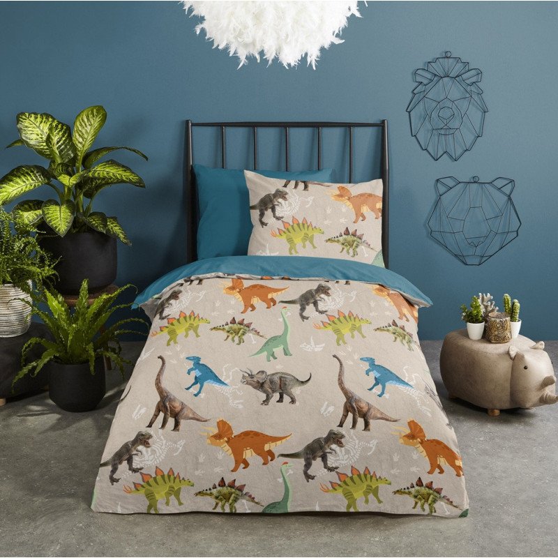 Børnesengetøj med dinosaurmotiv