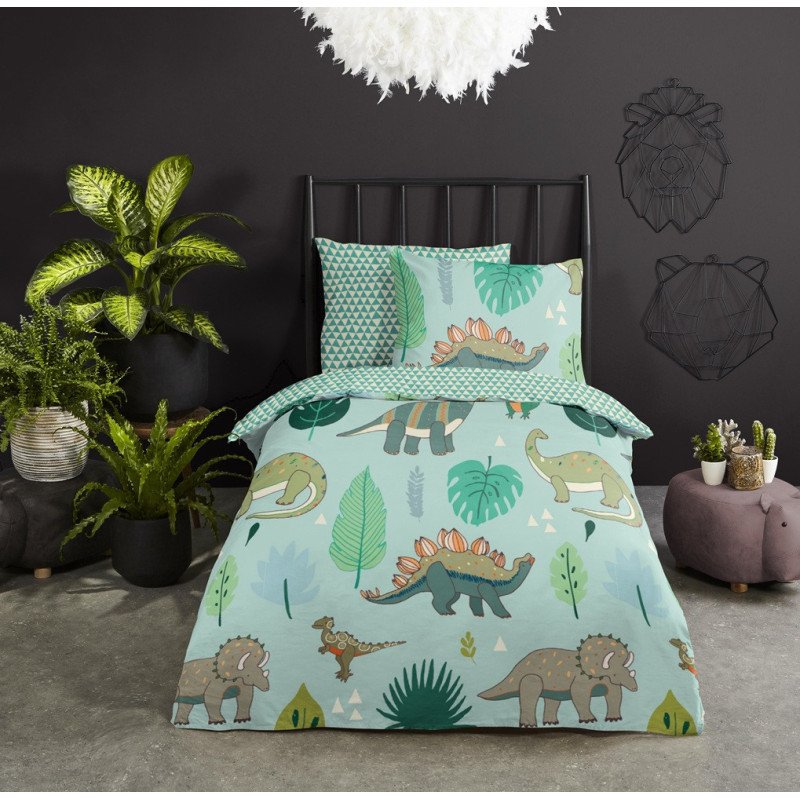 Børnesengetøj med dinosaurmotiv
