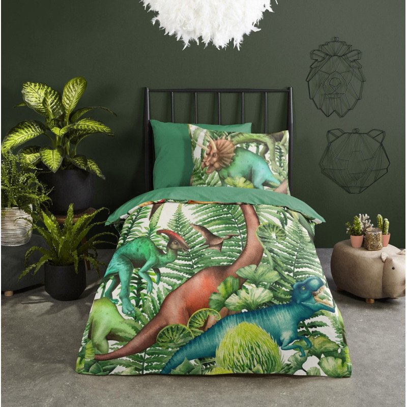 Børnesengetøj med dinosaurmotiv
