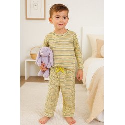 Langærmet pyjamas med vide bukser, sennep
