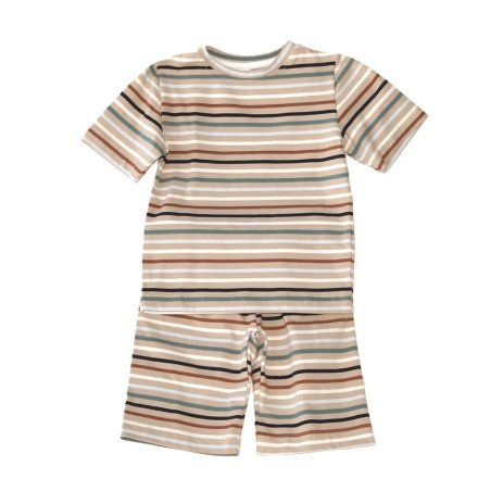Shorts and T-shirt, Bejge med striberne i 100% bomuld, fra Tom&Lisa