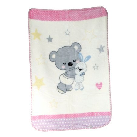 Fleeceplaid Lille Bamse, rosa