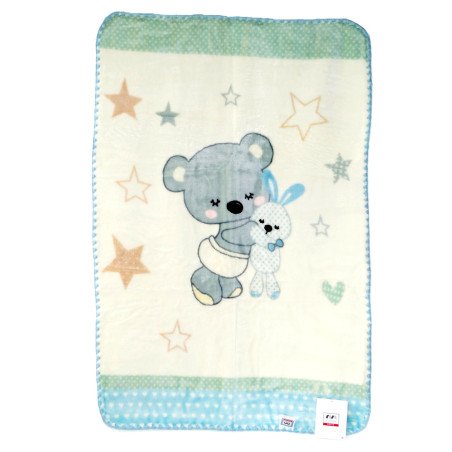Fleeceplaid Lille Bamse, blå